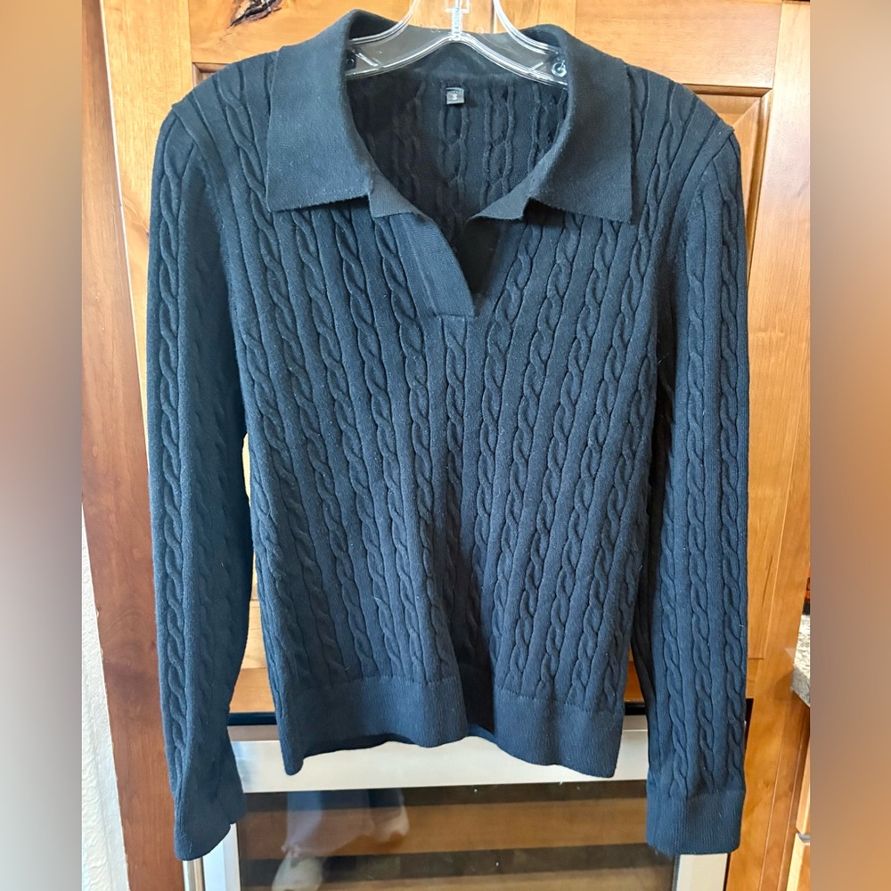 Classic Black Cable Knit Sweater
